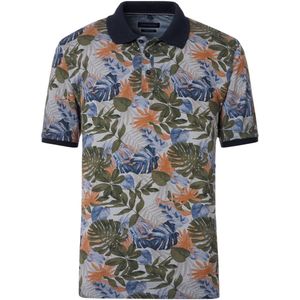Casa Moda - Polo - Blauw - Bladerenprint - 100% Katoen