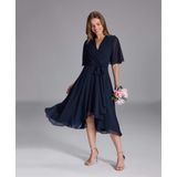 SWING - Cocktailjurk - Marine - Asymmetrische Zoom - V-hals - 3/4 Lengte