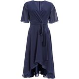 SWING - Cocktailjurk - Marine - Asymmetrische Zoom - V-hals - 3/4 Lengte
