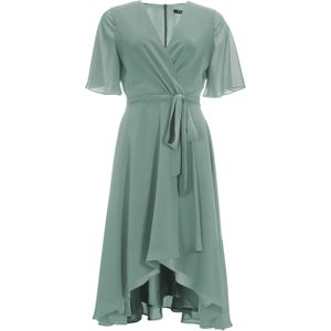 Cocktailjurk - Effen - Chiffon - V-hals - 3/4 Lengte - Gedrapeerd Design