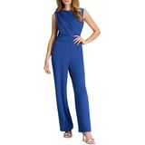 Swing - Jumpsuit - Blauw - Effen - Ronde Hals
