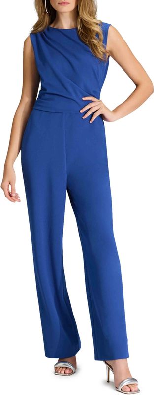 Swing - Jumpsuit - Blauw - Effen - Ronde Hals