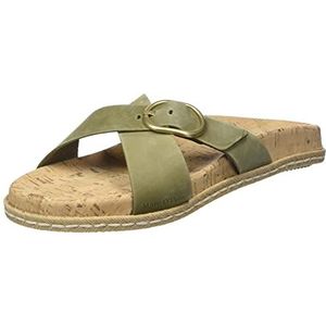 Marc O'Polo Dames Mod. Kiara 1c platte sandaal, Olijf, 39 EU