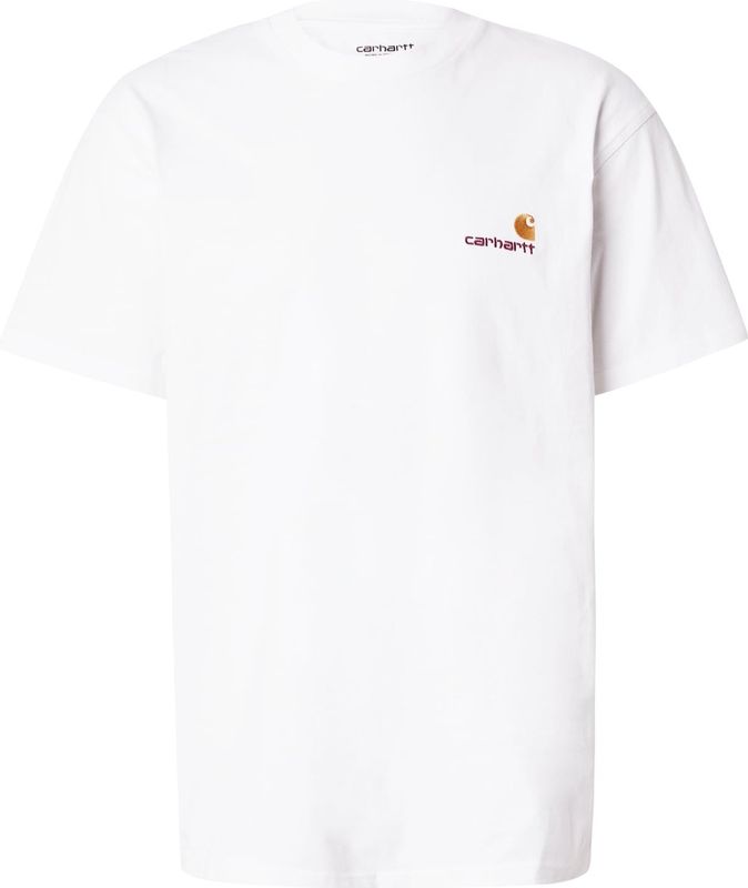 Carhartt WIP - American - T-shirt - Goud/Donkeroood/Wit - Jersey, Ronde Hals, Kwartmouw