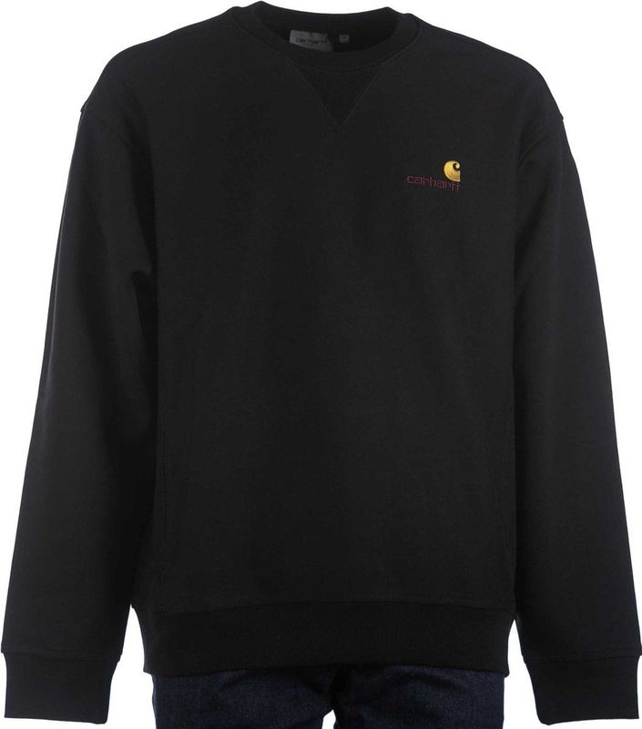 Carhartt Wip - Crewneck Sweatshirt - Zwart - Geborstelde Katoenmix Jersey