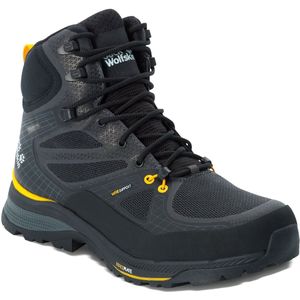 Jack Wolfskin Heren FORCE TREKKER TEXAPORE MID M wandelschoenen voor heren, zwart/burly geel Xt, 42 EU, Zwart Burly Geel Xt