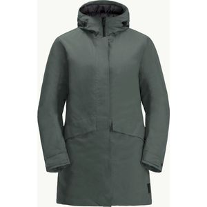 Jack Wolfskin Dames Tempelhof W Coat, leigrijs/groen, XL