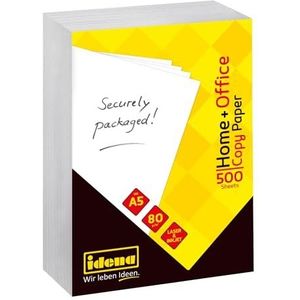 Idena 10547 - Kopieerpapier DIN A5, 500 vel, wit, papierkwaliteit 80g/m², voor dagelijks gebruik, voor printen, kopiëren en faxen, geschikt voor laser & inkjet