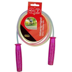 Idena 40198 Springtouw met glinsterende noppen voor kinderen, in bonte kleuren, lengte 1,9 m, als vrijetijdsspel, voor bewegingsspelletjes en verschillende trucs
