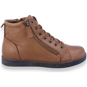 Andrea Conti Dames Sneaker Hoog Cognac BRUIN