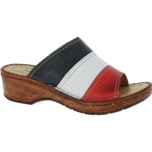 Andrea Conti Damesslippers, rood wit marineblauw, 36 EU, rood, wit, marineblauw