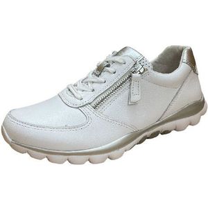 Gabor Low-Top sneakers voor dames, lage schoenen, uitneembaar voetbed, wit, zilver, 41 EU