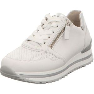 Gabor Lage sneakers voor dames, lage schoenen, uitneembaar voetbed, wit, zilver, 38 EU Breed