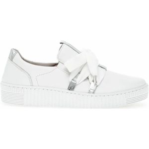 Gabor - Witte Sneakers - Leer - Comfort Elastiek - Flexibele Rubber Zool