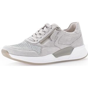 Gabor Low-Top sneakers voor dames, lage schoenen, uitneembaar voetbed, Zilver Licht Grijs 80, 40.5 EU