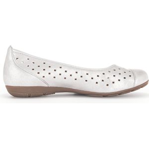 Gabor - Ruffle Ballerina Pump - Grijs - Leer - Lichtgrijs Metallic