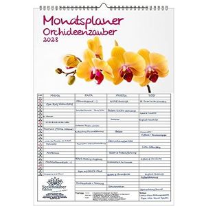 Familie wandplanner 4 kolommen - orchidee orchidee agenda A3 voor orchideeën en bloemen 2023