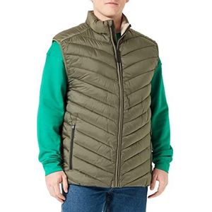 TOM TAILOR Uomini Lichtgewicht gewatteerd vest 1031473, 10415 - Dusty Olive Green, S
