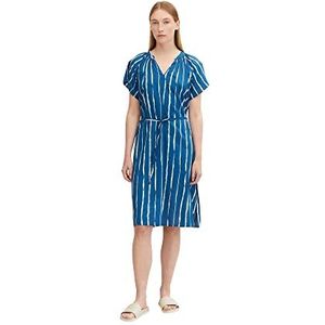 TOM TAILOR Dames Jurk met batikpatroon 1031354, 29580 - Blue Tiedye Stripe, 34