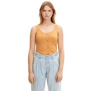 TOM TAILOR Denim Dames Top met geribbelde structuur 1032446, 29565 - Golden Peach, L