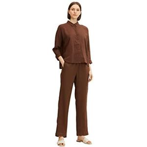 TOM TAILOR Dames linnen stoffen broek 1031289, 29521 - Chocolate Brown, 44W / 30L