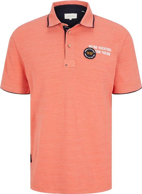 TOM TAILOR - Decorated Polo - Heren Poloshirt - Kleur - Materiaal