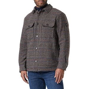 TOM TAILOR Uomini Overshirt van wol 1032501, 30506 - Blue Brown Boucle Wool Check, XL