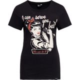 Queen Kerosin I Can Serve You Dames T-shirt - zwart - XS