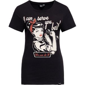 Queen Kerosin I Can Serve You T-shirt zwart