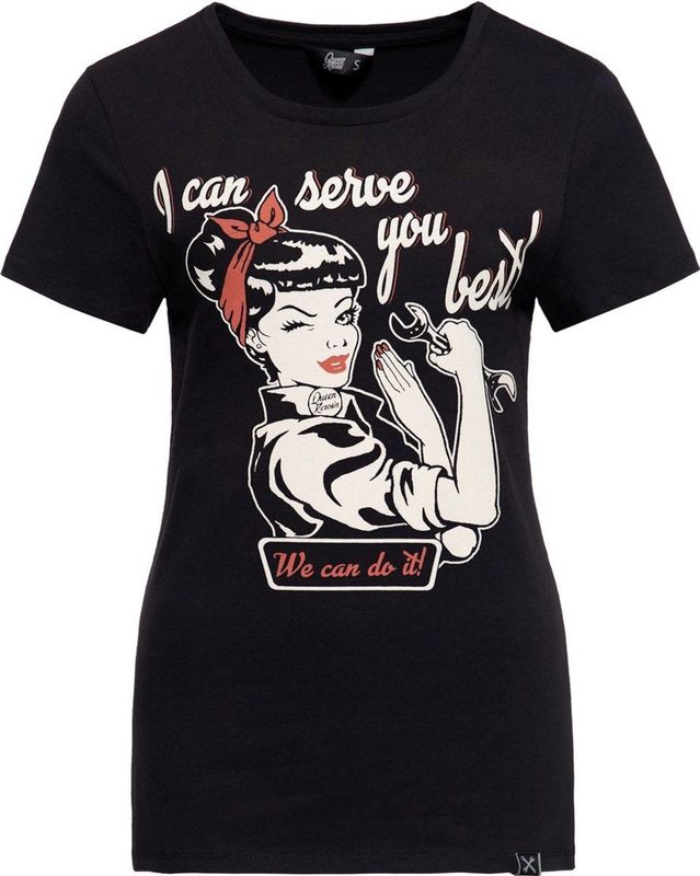 Queen Kerosin I Can Serve You Dames T-shirt - zwart - XS