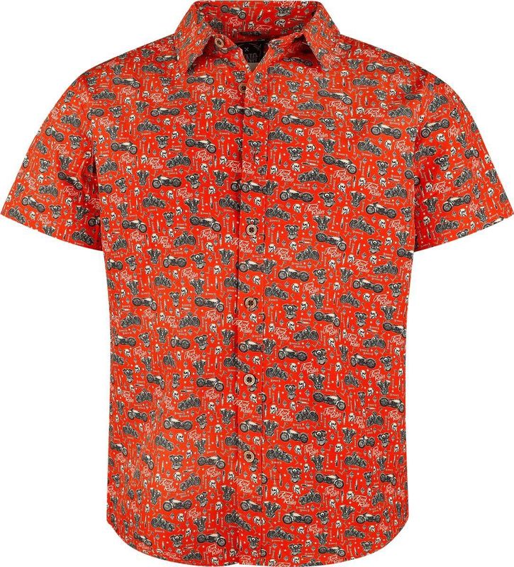 King Kerosin - LA Motor Soul - Heren Shirt - Rood - Korte Mouwen