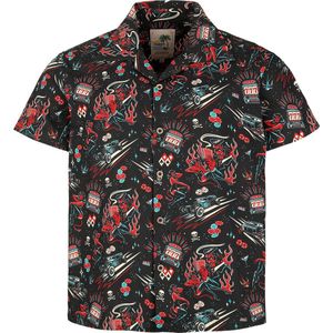 King Kerosin - Rockabilly Devil Hawaii Shirt - Zwart - Korte Mouwen