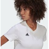 adidas - T-shirt - V-hals - Zwart - Katoen - Normale Pasvorm