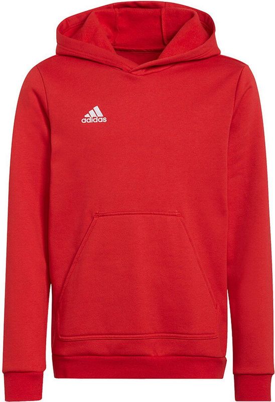adidas Entrada 22 - Sweat Hoodie - Rood Wit - Fleece Materiaal - Capuchon