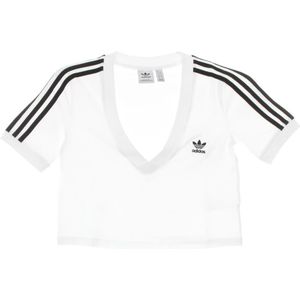 Adidas - V-hals T-shirt - Wit - Katoen