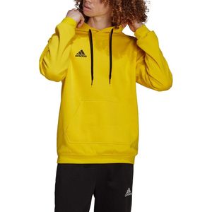 adidas - Entrada 22 Hoodie - Geel Zwart - Fleece - Capuchon met Trekkoord