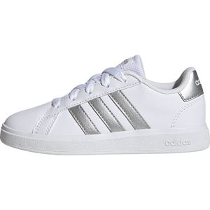 adidas Uniseks-Kind Grand Court Sneakers, Ftwr White/Matte Silver/Matte Silver, 28 EU