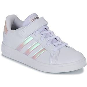adidas Grand Lifestyle Court schoenen voor kinderen met elastische kant en top strap, wit (Ftwr White Iridescent Ftwr White), 30.5 EU