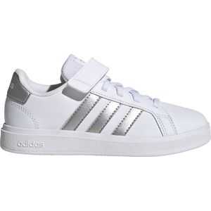 adidas Grand Court Elastic Lace and Top Strap Shoes Sneakers uniseks-kind, Ftwr White/Matte Silver/Matte Silver, 33 EU