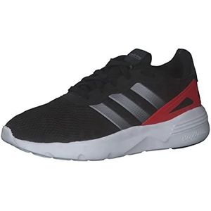 adidas Heren Nebzed Cloudfoam Sneakers, Core Black/Iron Met./Vivid Red, 41 1/3 EU