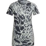 ADIDAS - Fast Aop - T-shirt - Green - 91% Gerecycled Polyester, Vochtabsorberend AEROREADY