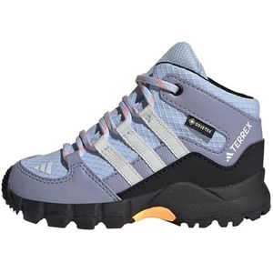adidas Unisex Baby Terrex Mid Gore-tex hiking sneakers, Blue Dawn Grey One Solar Gold, 19 EU