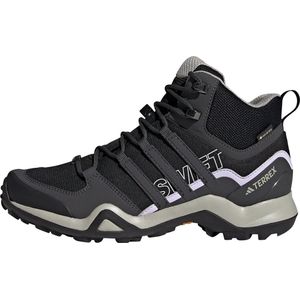 adidas Dames Terrex Swift R2 Mid GORE-TEX Hiking Shoes, Core Black/Solid Grey/Purple Tint, 36 EU