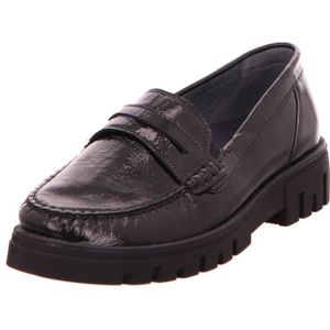 Waldläufer Serena Loafer slippers voor dames, lakleer, vrije tijd, elegant, slip-ons, effen, zwart, 39.5 EU