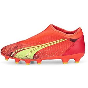 PUMA Ultra Match LL FG/AG Jr Voetbalschoen voor kinderen, uniseks, Fiery Coral Fizzy Light PUMA Black, 28 EU