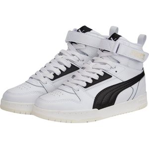 PUMA - Rebound Game - Sneakers - Wit Zwart Goud - Bovenwerk van Zacht Tuimelleer