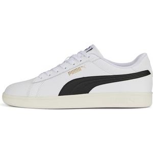 PUMA - Smash 3.0 L - Sneakers - Zwart/Wit/Goud - Leer - Gerecycled Materiaal