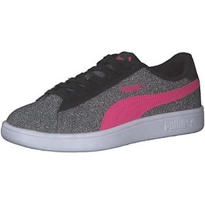 Puma Smash V2 Glitz Glam Jr Sneaker, Black-Glowing Pink White, 36 EU