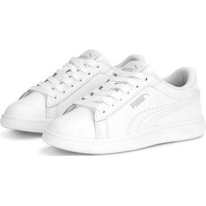 PUMA Smash 3.0 L schoenen, Grijs/Wit, Maat 27,5