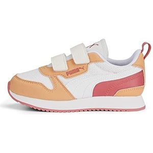 PUMA R78 V Ps Sneakers voor kinderen, uniseks, Puma White PUMA White Orange Peach, 32 EU